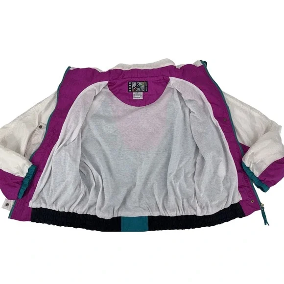 VTG River Edge Sport Women's Windbreaker Medium Multicolor Full Zip 80's 90's - Picture 12 of 13